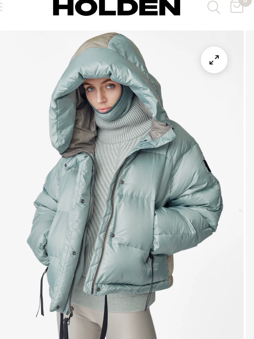 Holden Down Puffer Jacket slate gray light blue with Hood size S/M NEW $750